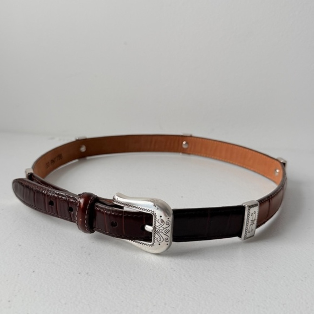 Multicolor Segmented Belt Black Brown Tan Red Alligator Silver Hardware 30 - Picture 10 of 10